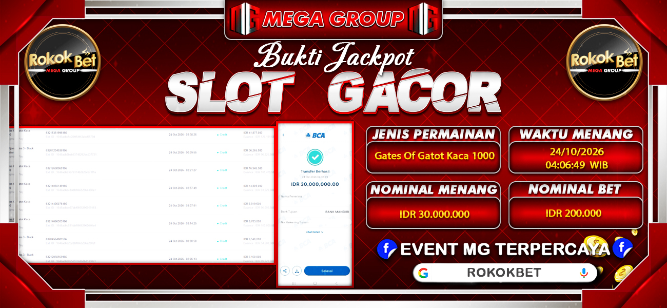 Bukti JP situs Rokokbet hari Sabtu, 24 Oktober 2026